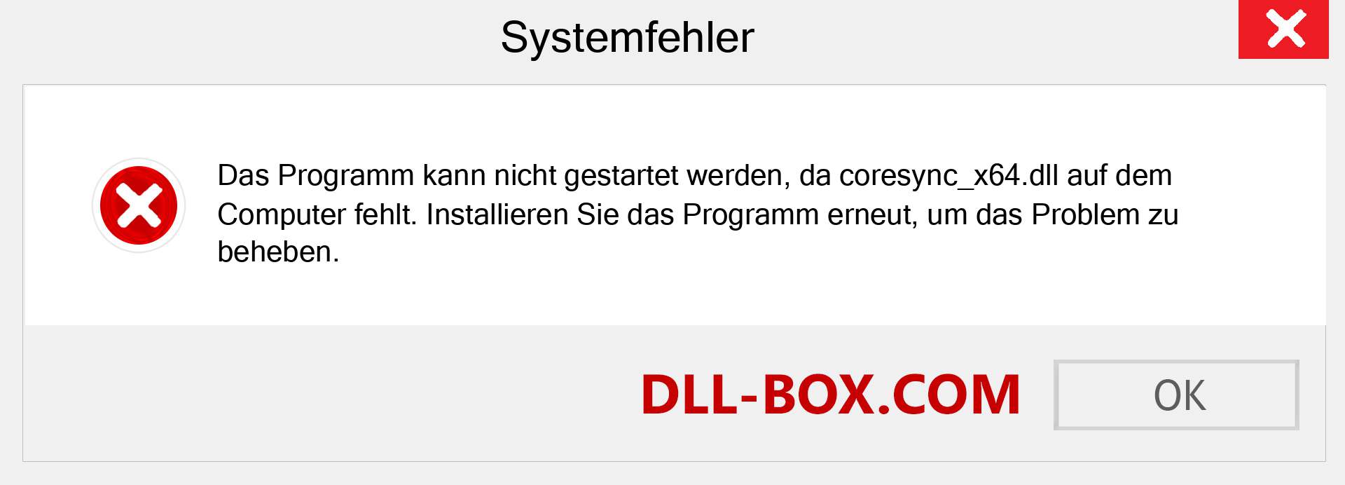 coresync_x64.dll-Datei fehlt?. Download für Windows 7, 8, 10 - Fix coresync_x64 dll Missing Error unter Windows, Fotos, Bildern